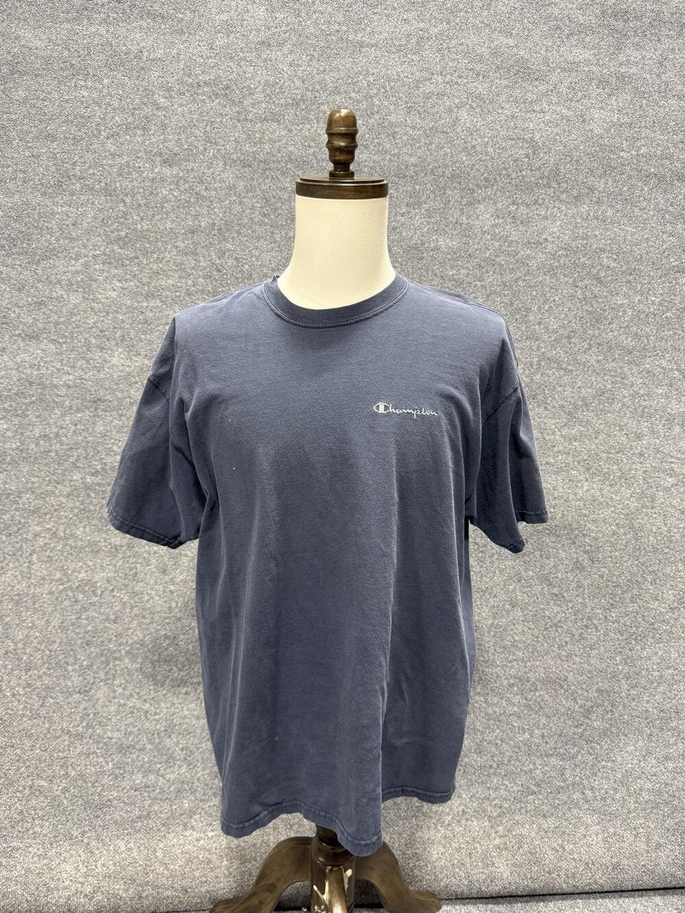 Champion Shirt Mens XL Blue Crewneck Small Script Logo Basic T-Shirt Tee - Picture 1 of 10